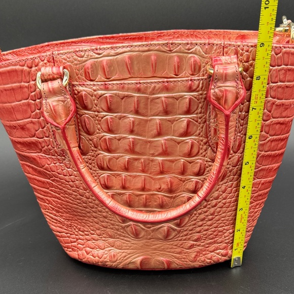 Brahmin Metallic Coral Pink Embossed Shoulder Bag - Picture 8 of 11